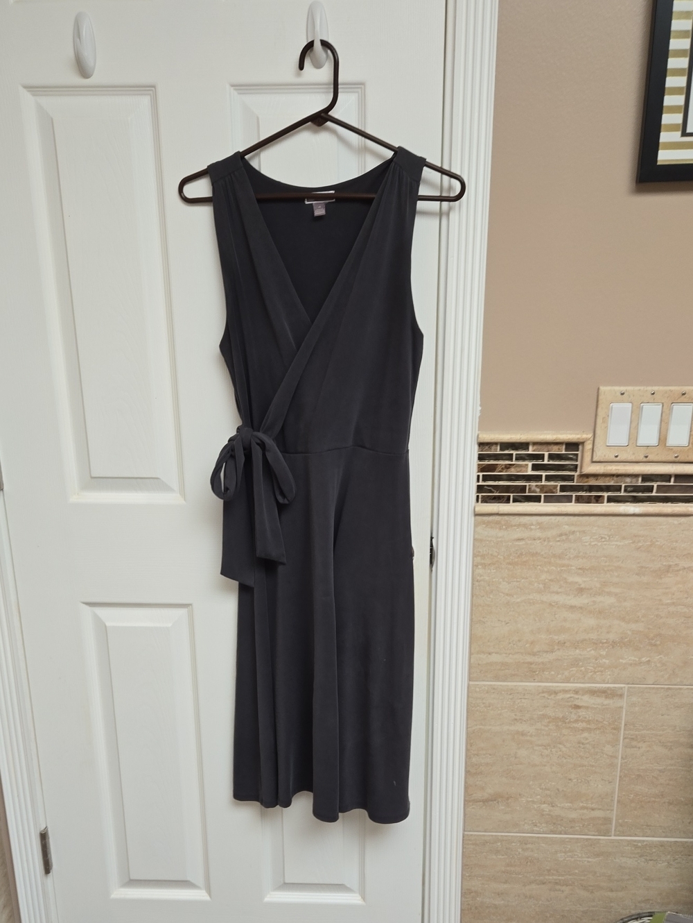 Chelsea28 Black Sleeveless Wrap Midi Dress with Side Tie